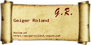 Geiger Roland névjegykártya